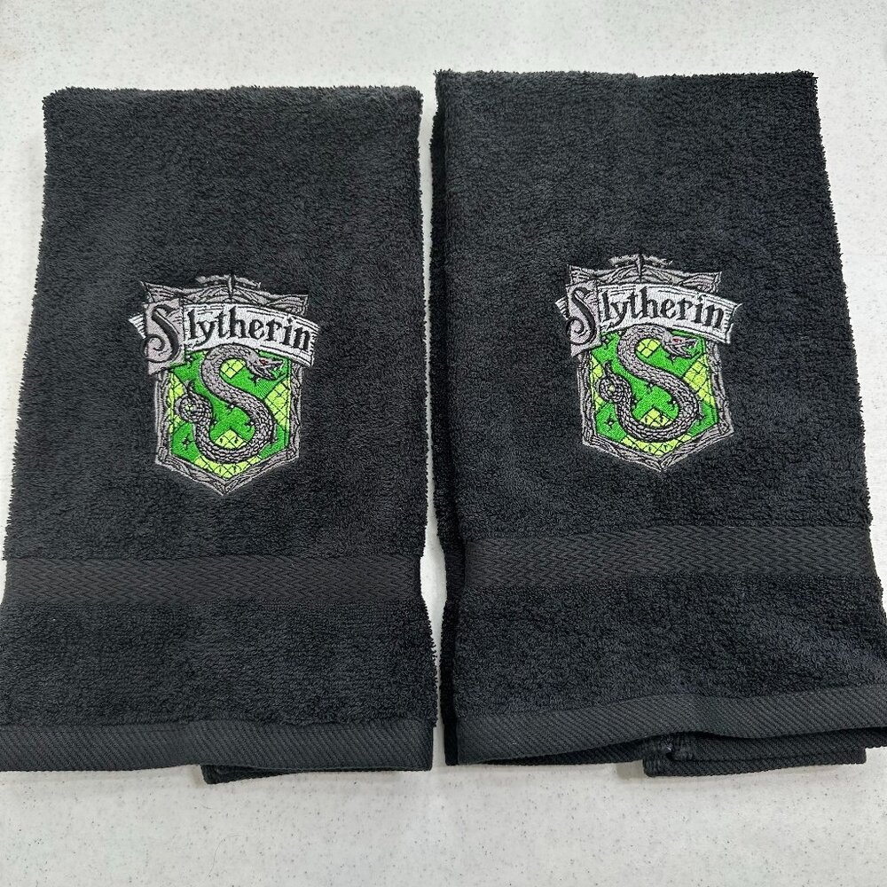 Harry Potter Towels Embroidered Slytherin Hand Towel Set Hogwarts Wizard Witch